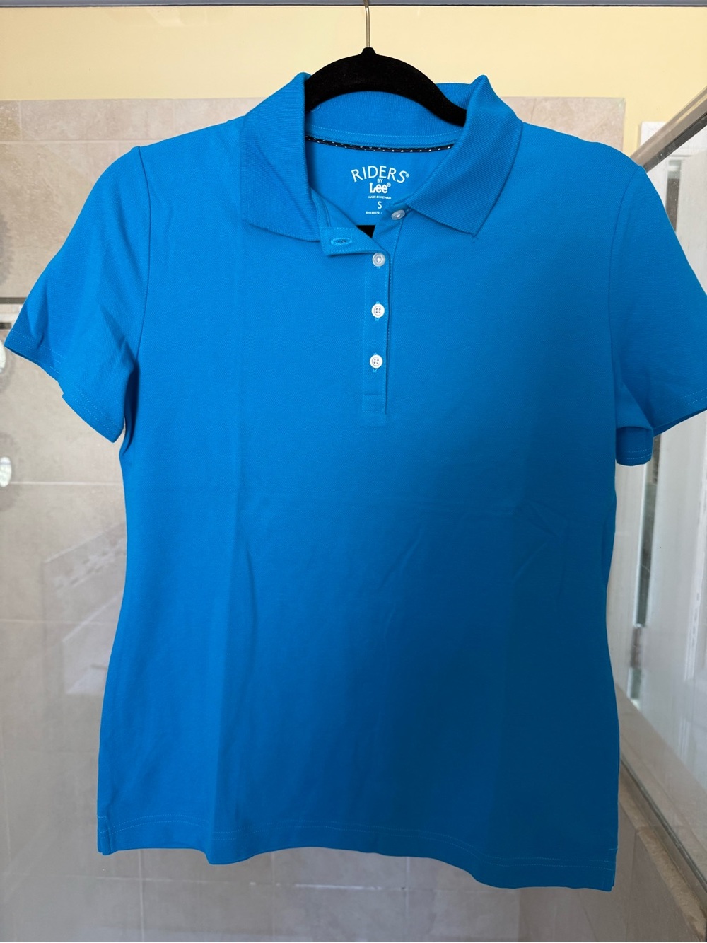 Lee Riders Women’s Short Sleeve Button-Down Polo - Turquoise Blue